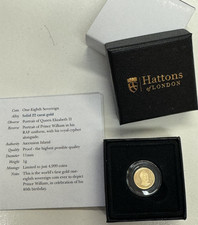 2022 One Eighth Sovereign 22ct Solid Gold Prince William 40th Birthday 1/8 Coin