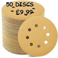 SANDING DISCS 125mm 8 HOLE 5 inch GOLD TRADE QUALITY Hook & Loop 40 - 800 GRIT