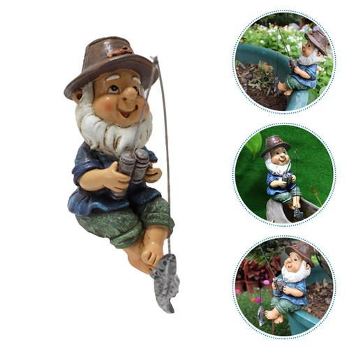 Fishing gnome statue - gnome, garden