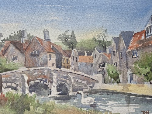 English village watercolour - english,