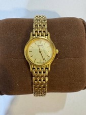 Seiko Quartz Gold Tone Ladies Watch – Textured Dial, Japan Made, Elegant Dress