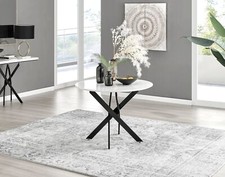 Novara 100cm White High Gloss Table (BLACK)