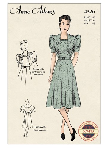 1940s puff flare sleeve tea - flare,