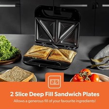 750W 2 Slice Double Sandwich