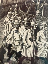 TIRZAH RAVILIOUS nee GARWOOD - Framed 1951 Woodcut - THE CROCODILE