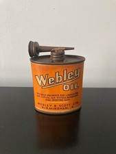 Rare Webley & Scott Vintage Metal Oil Can with contents. Gun air rifle oil