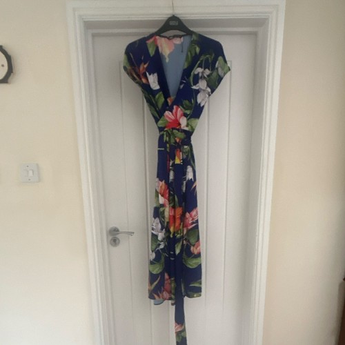 Zara blue floral wrap - floral, dress