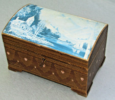 Vintage Locking Wood wooden music box - Alpen Picture Musical Brahms Lullaby