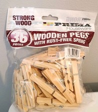 Wooden Pegs With Rust Free Springs 36 Pieces