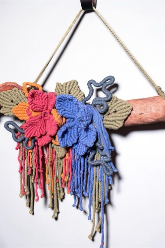 Macrame wall hanging with - wall,