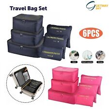 6PCS Packing Cubes Luggage Organiser Travel Compression Suitcase Storage Bags