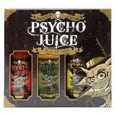 Hot Chilli Sauce Gift Set Trio Psycho Juice 70% Habanero Ghost Pepper Mustard