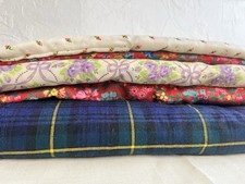 Vintage Fabric Bundle Job Lot - Tartan, Floral Liberty Style, Broderie Anglaise