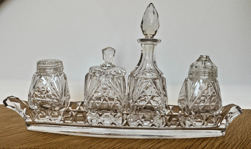 Vintage antique cut - cut, glass