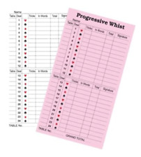 Progressive Whist Score Cards Card Game pack of 1000  Pink or White (white)