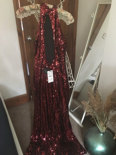 Zara dark red long sequinned