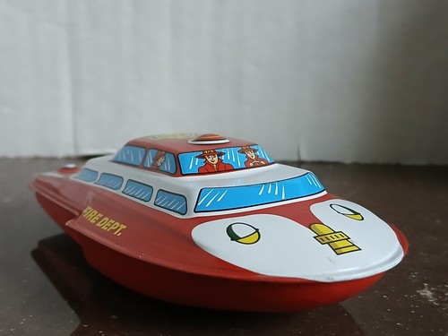 Fire dept boat tinplate - fire,