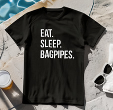 EAT SLEEP BAGPIPES T-SHIRT - pipes Scottish Irish piper instrument folk tartan