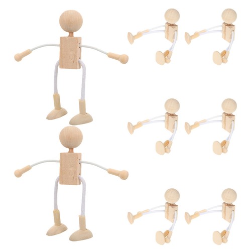 8pcs diy wooden peg doll - wooden,