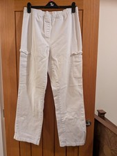 Cotton Traders Ladies White Cotton Elasticated Waist Trousers Size 16 Waist 34"