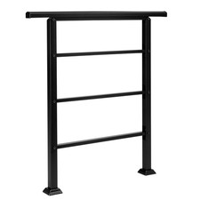 Adjustable Iron Handrail Stair Railing Fit 1-3 Step Outdoor Porch Deck Hand Rail