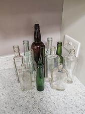 Antique Bundle Of Glass Bottles. Old Fashioned Closers. Very Good Condition.