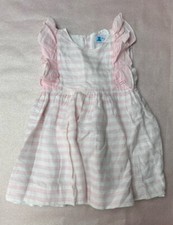 Girls Baja Costura Dress 3-4 Years Spanish Dress Frilly Bow Pink Stripes