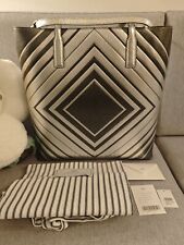 Auth Anya Hindmarch Silver rhombus Ebury Tote bag Shopper Leather pattern 
