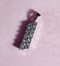 Elanza Simulated Diamond Pendant In Rhodium Plated Sterling Silver