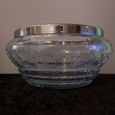 Art Deco Ice Blue Crackle Glass Fruit Bowl A 1 Circa 1930s (8.5 x 4 inches)