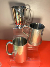 Vintage Pint Size Silver and Pewter Various Tankards 3x