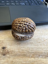 Walnut shaped carved/moulded ring box trinket box Vintage 