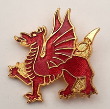 Vintage Red Enamel Welsh Dragon Tourist Souvenir Pin Badge Brooch. By Coffer