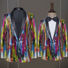 Men Sequin Suit Singer Stage