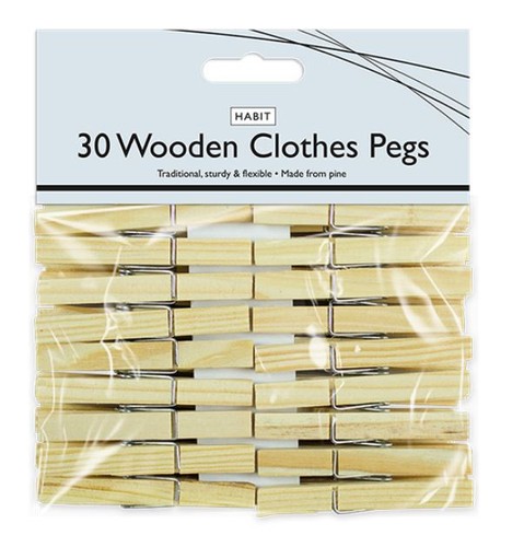 Solid wooden clothes pegs - solid,
