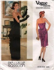 1980s Vogue Designer Original Luxury Velvet Gown Black UK•S Bellville Sassoon 