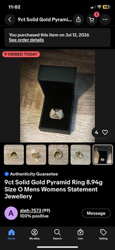 9ct solid gold pyramid - gold,