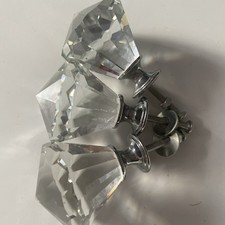 Diamond Shape Glass Drawer door Knobs 4.5 cm Across Top 3.5 cm at Side X 3