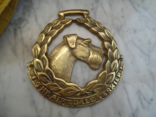 Brass airedale dog horsebrass - brass,