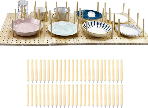 Wooden plate rack pegboard - plate,