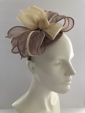 Taupe and Ivory Sinamay Fascinator