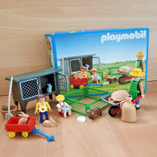 Playmobil 3751 Rabbit Hutch Farm  Set With Box and 3 Figures