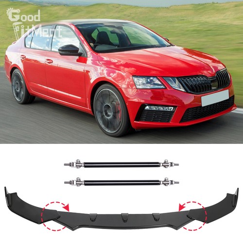 Glossy black front bumper lip - black,