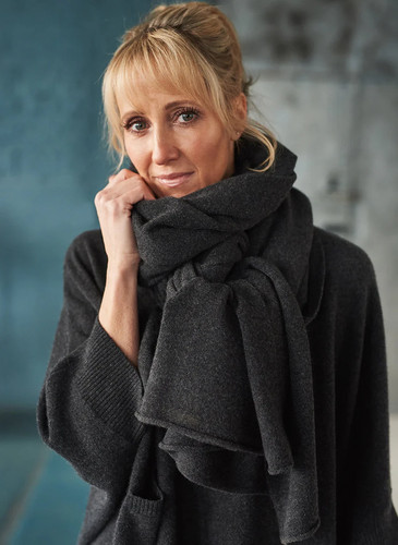 Cashmere charcoal scarf thick - scarf,