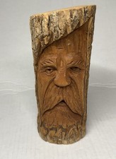 Carved Wooden Tree Spirit D. Capellani Folk Art 8”x4”