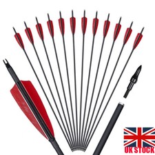 12×30'' Carbon Arrows Spine600 for Archery Recurve/Compound Bow Hunting Target
