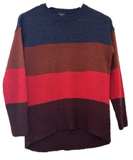 NEW LOOK PETITE. MULTI STRIPE BO HO SLOPPY JOE STYLE JUMPER. SIZE SMALL