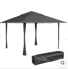 Outsunny 4 x 4m Outdoor Pop-Up Canopy Tent Gazebo Adjustable Legs Bag Dark Grey