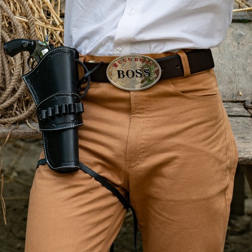 Leather western gun holster - western,