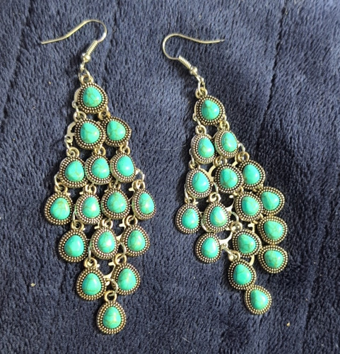 Turquoise teardrop chandelier - turquoise,